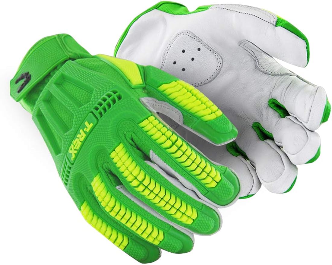 HiViz Cut Resistant Leather Impact Work Gloves Cut Level A6 Safety