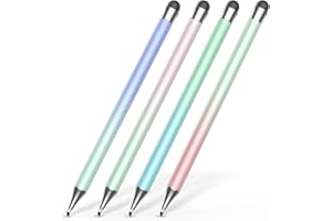 DILIZU Stylus Pen for Touchscreen (4Pcs), 2 in 1 Stylus Pen for iPad, High Precision and Sensitivity Rubber Tips and Disc Compatible with iPad/iPhone/Android Tablets and All Touch Screens Devices (Light)