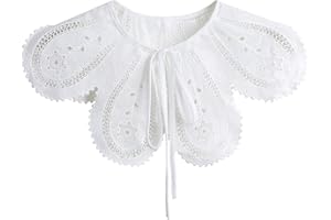 YEKEYI Detachable False Collar Embroidery Neck Ruff Mini Cape Dickey Collar for Women Girls