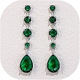 Crysdue Wedding Cubic Zirconia Chandelier Dangle Earrings for Women Bridal Bridesmaid, Sparkle Birthstone Teardrop Jewelry for Prom Party