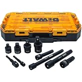 DEWALT Impact Driver Socket Set with Impact Extensions and Drill Adapters, Metric, 10-Piece, 3/8" and 1/2" Drive (DWMT74741)