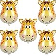 HORUIUS Giraffe Balloons Giraffe Shaped Foil Mylar Balloon Woodland Animals Balloons for Baby Shower Jungle Safari Theme Birthday Party Supplies Decorations 5PCS