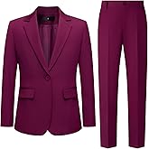Women's 2 Piece Pant Suit Dressy Business Casual Outfits Notched Collar Blazer Professional Pantsuits Set for Work Office