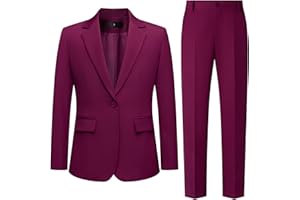 FOORUYA Women's 2 Piece Pant Suit Business Casual Outfits Notched Collar Blazer Pants Sets