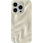 Caseative for iPhone 15 Pro Case, White | Water Ripple Pattern Wave