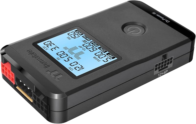 Dr. Power III ATX Tester di alimentazione/supporto fino a ATX12V v3.1 con connettore PCIe 12+4pin/uscita tensione per +12V, 5V, 3.3V e +5Vsb, AC-069-OO1NAN-A1