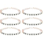 Vanjewnol Pink Bridesmaid Bracelet Set of 6 Maid of Honor Proposal Gifts, BR04B
