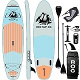 Roc Inflatable Stand Up Paddle Boards with Premium SUP Paddle Board Accessories, Wide Stable Design, Non-Slip Comfort Deck for Youth & Adults (Cloud W/Kayak Seat)