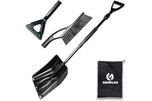 GEARFLAG 3-in-1 Collapsible Snow Shovel, Snow Brush, Ice Scraper Set with Storage Pouch – Emergency Tool for Car, SUV, Truck