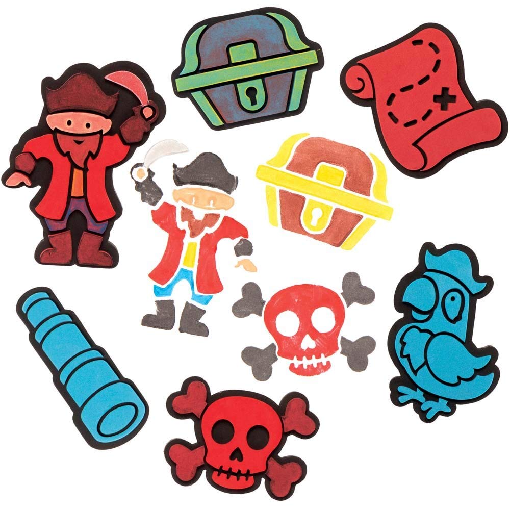 Baker Ross FE328 Pirate Craft Foam Stampers - Pack of 10, Craft Stamps, Stamp Sets for Children, Ideal for Kids Arts and Crafts Projects