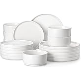 MALACASA 18 Pieces Porcelain Dinnerware Set, Modern White Dish Set for 6, Premium Serving Plates and Bowls Sets, Chip and Scratch Resistant Dishware Sets Kitchen Dishes Dining Ware Set, Series LEAH