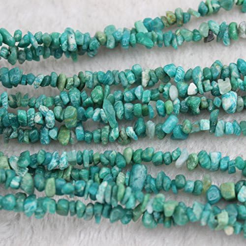 5-8mm Green Amazonite Stone Beads Chip Beads Loose Gemstone Beads for Jewelry Making Strand 35 Inch (1 x Screw Clasp Included)