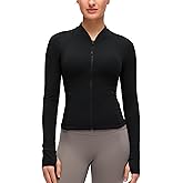 CRZ YOGA Butterluxe V-Neck Jackets for Women - Full Zip Athletic Track Tops with Thumb Holes Pockets