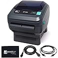 Zebra ZP450 (ZP 450) Thermal Barcode Label Printer - 1 Year Warranty, USB, Serial, and Parallel Connectivity 203 DPI Resolution with Power Cord + USB 2.0 Cable + Microfiber Cloth (Renewed)