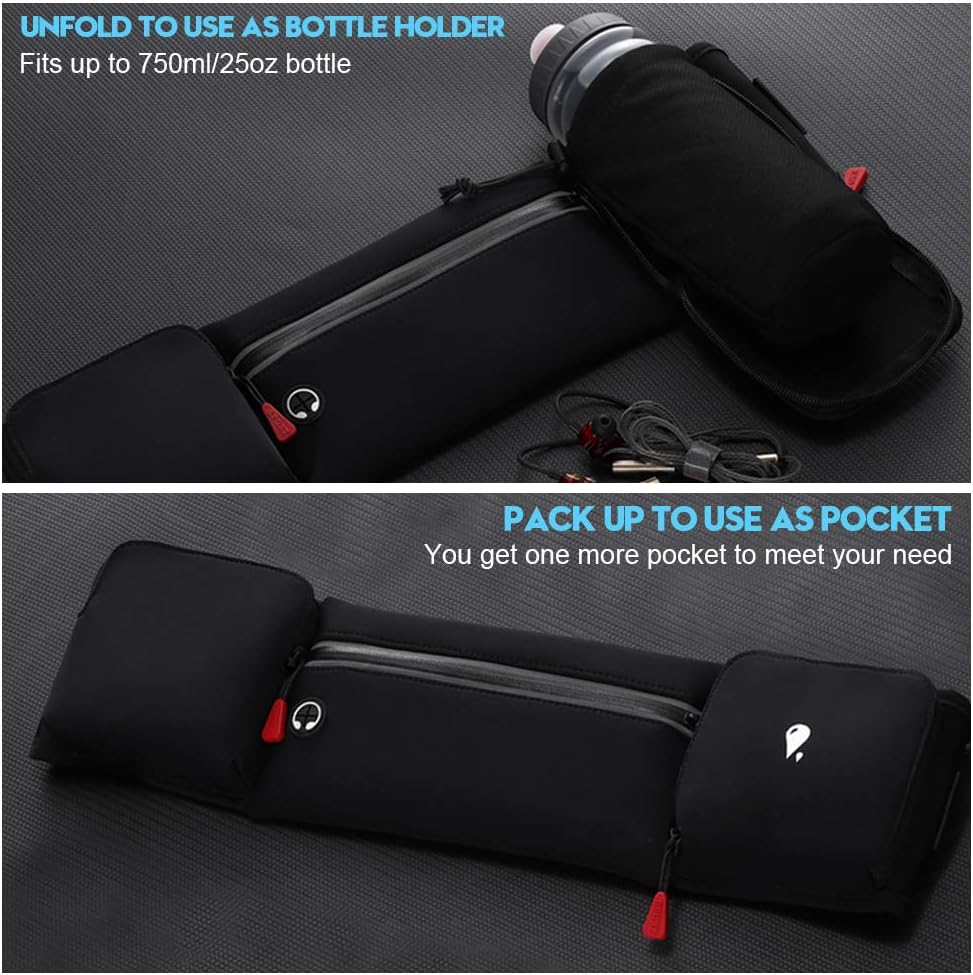 simptech Running Belt Bag with Foldable Water Bottle Holder(Bottles NOT Included) - Image 4