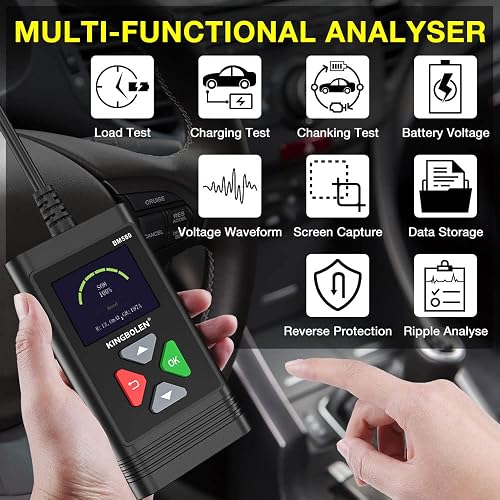 KONNWEI KW208 12V Car Battery Tester, 100-2000 CCA Load Tester Automotive Alternator Tester Digital Auto Battery Analyzer Charging Cranking System Tester For Truck Marine Motorcycle Suv Boat