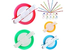 Ayasee Pompom Maker Kits, Pom pom Knitting Loom Kit Fluff Ball Weaver Needle Craft DIY Knitting Crochet Craft Tool Kit, 4PS Pompom Maker+10PS Knitting Stitch Markers+10PS Plastic Needles (24)