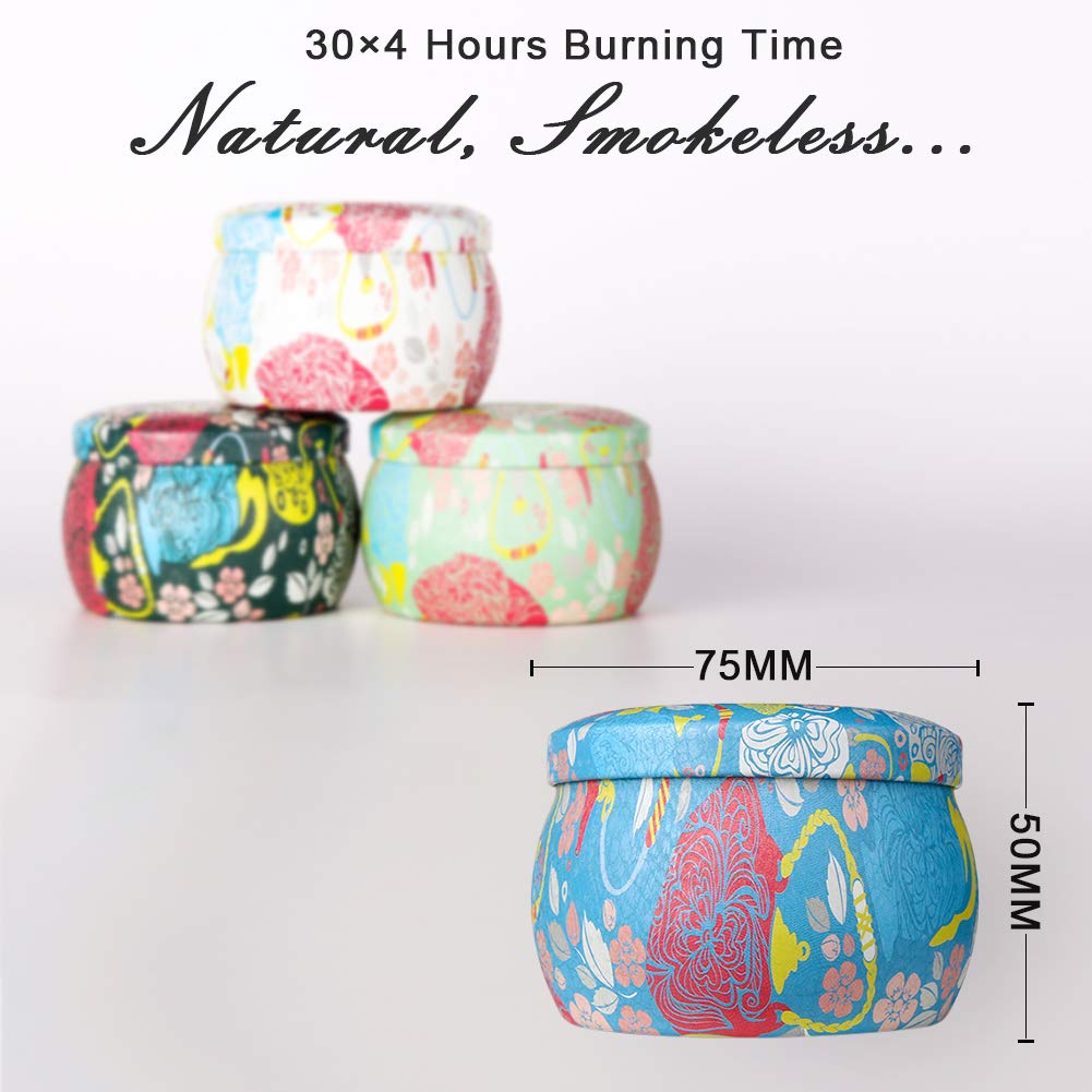 Candles Scented Candles Candle Gift Set 4 Iron Pots Natural Soy Wax Flowers Scent 120 Hours Burning Time Aromatherapy Candle for Relax Sweet Dream Clean Air and Yogaa (Gardenia Etc)