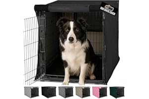 GORILLA GRIP Dog Crate Covers Compatible with Amazon Basics Dog Crates, All Sides Open, Privacy Cover Fits 36" Wire Kennel, Breathable Mesh Windows, Light Reducing Puppy Training Cage Topper, Black