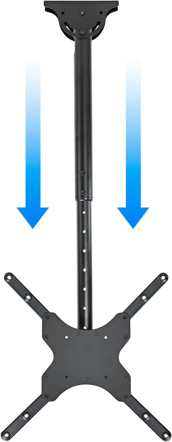 Mount Factory Universal Tilt and Swivel Ceiling TV Mount Bracket with Adjustable Pole Height fits most 26" to 55" Flat Panels