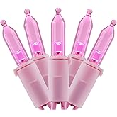 YULETIME 200 Pink LED Christmas Lights, 66 Feet Pink Wire UL Certified Commercial Grade Holiday String Light Set