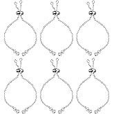 uxcell Adjustable Slider Bracelets, 6Pcs O Link Extender Connecting Chains with Rhinestone Ends for DIY Jewelry Making (Silver Tone)
