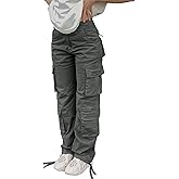 SDNGED Cargo Pants for Women High Waisted Casual Pants Baggy Y2k Straight Wide Leg Pants with Pockets Streetwear