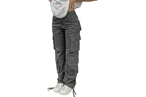 SDNGED Cargo Pants for Women High Waisted Casual Pants Baggy Y2k Straight Wide Leg Pants with Pockets Streetwear