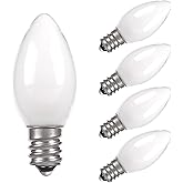 Sphoon C7 Candelabra Led Light Bulbs, Small Night Light Bulb, 0.6 Watt Equivalent 7W Incandescent, E12 120V Lamp, Warm White 2700K Nightlight Replacement Bulb for Window Candle & Chandeliers, 5 Pack