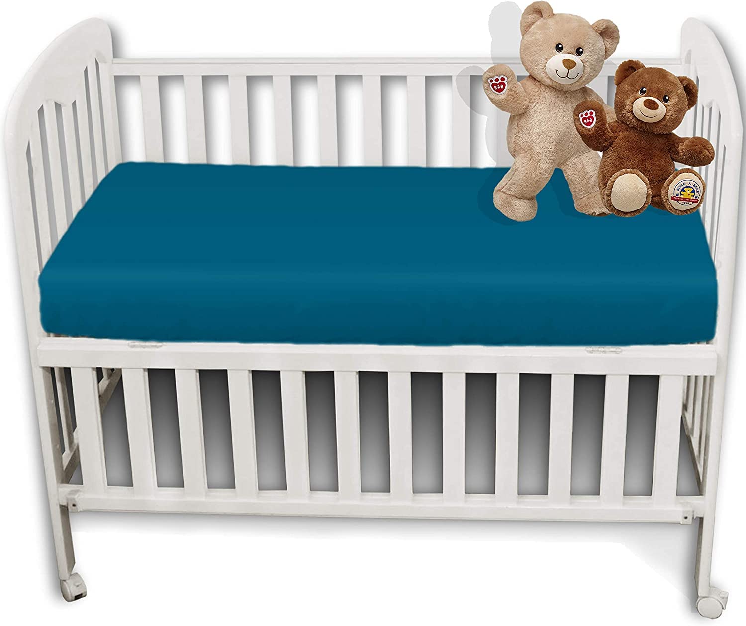 2 x AmigoZone Pollyotton Cot Bed Fitted Sheet (Teal, (Cot 60 x 120cm)) — image 1