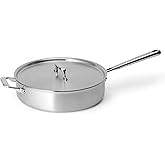 Misen 5-Ply Stainless Steel Sauté Pan with Lid - Versatile, Durable, Dishwasher and Oven Safe - Even Heating, Ergonoic Stay-Cool Handle - For Searing, Braising, and More - 3 QT