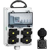 Electrical Outlet Box, 60A Electricity Meter Breaker Electrical Box, with IP44 NEMA 5-20 Power Outlet Box, Dustproof and Splash Proof Electrical Box, for Workshops, Workbenches, Construction Sites