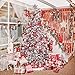 The Nova - Christmas Tree Skirt and Star - 48 inch Large - Khaki Colorful Xmas Burlap Tree Skirts with White Snowflake Printed