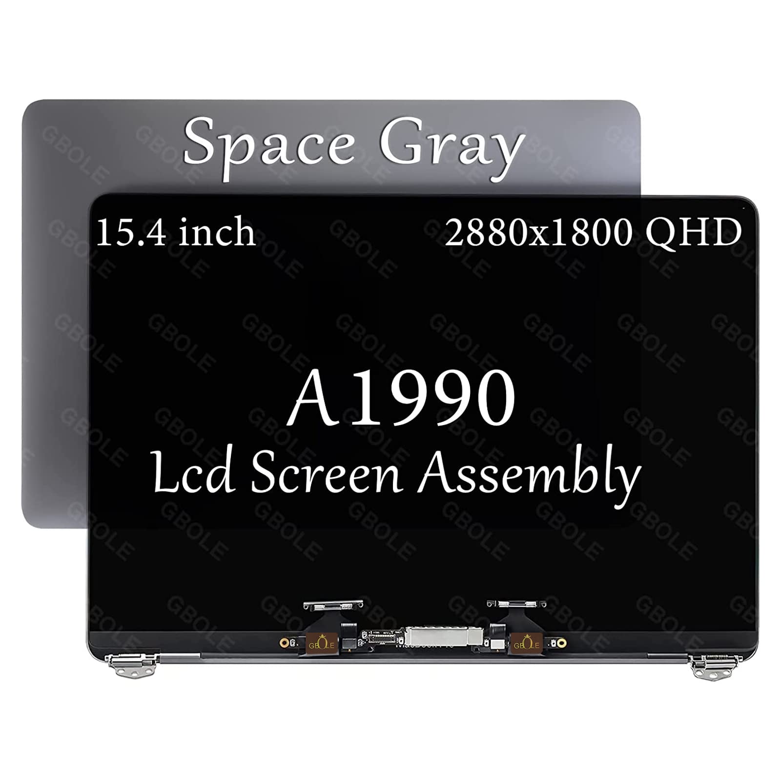 GBOLE A1990 Bildschirm Ersatz für MacBook Pro A1990 Mitte 2018 2019 EMC 3215 3359 LCD Screen Assembly 661-10355 (Space Gray)