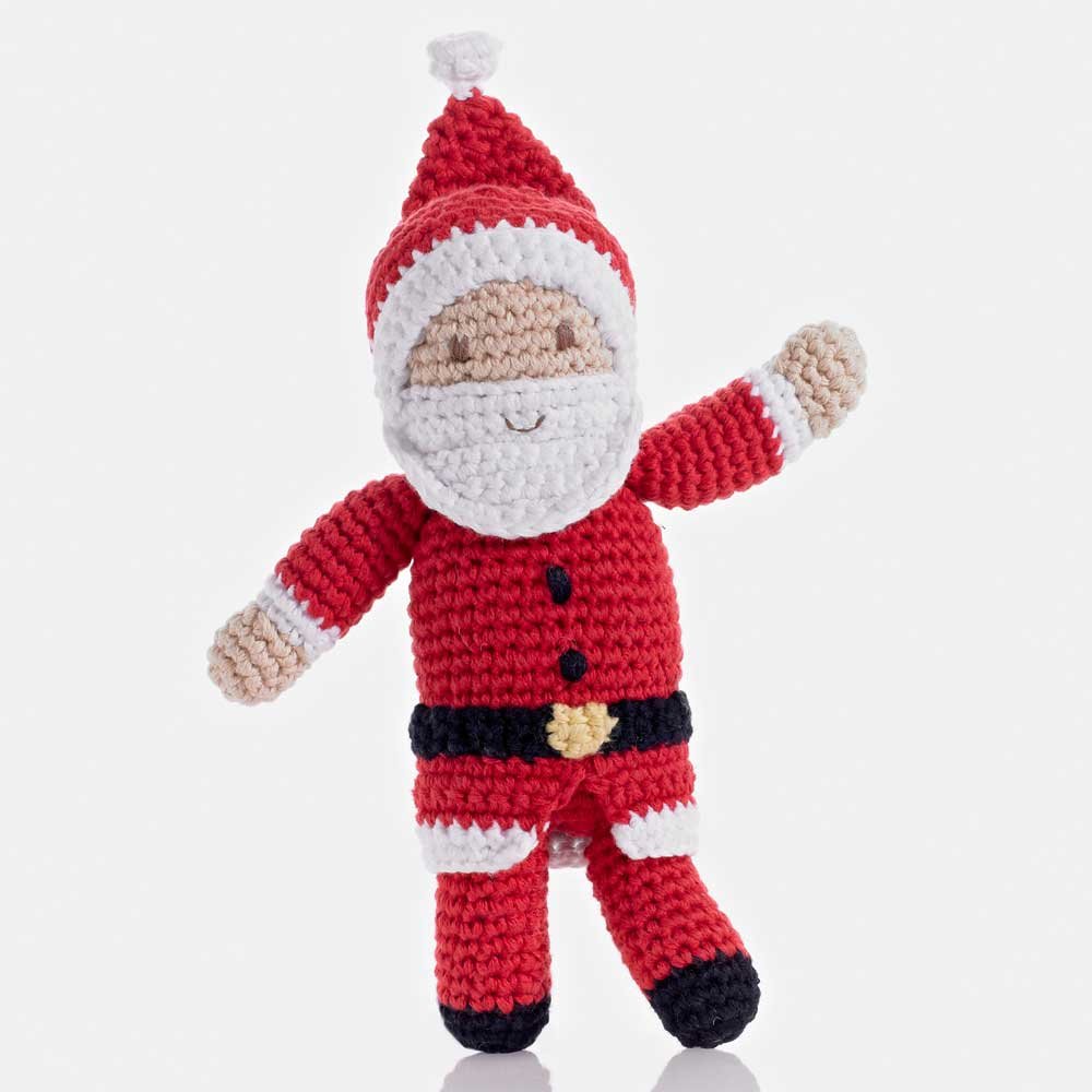 Photo 1 of Pebble | Handmade Santa Rattle - Red | Crochet | Fair Trade | Pretend | Imaginative Play | Christmas | Holiday | Machine Washable