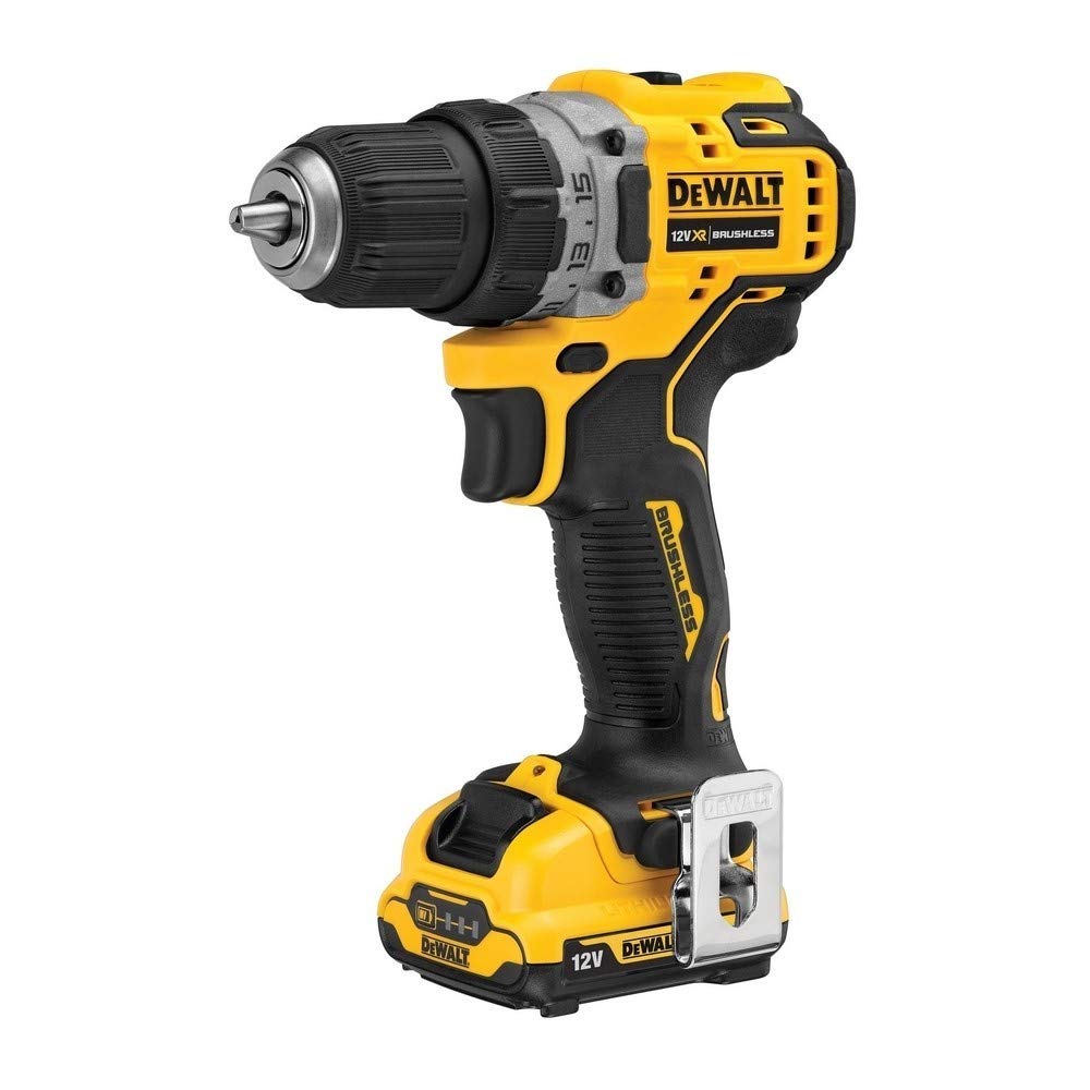 DEWALT 12V XR Brushless Drill Driver with 2 2Ah XR Li-Ion Batteries and a 12/18V XR 2A Charger in TSTAK Kitbox, DCD701D2-QW