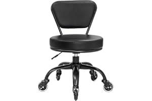 MAYAKOBA Dayton Pedicure Stool (Matte Black) Pneumatic with Rubber Casters, Adjustable Height 13" to 15" for Nail Salon Pedicure Spa