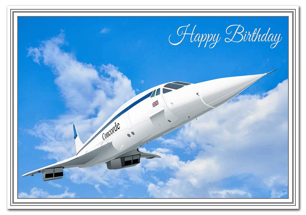 Felicitas Stunning Concorde Birthday Card - Unusual Airplane Design - Aircraft enthusiasts - Classic Iconic and Vintage planes - Unique Vector Artwork - Modern digital art - Special cards