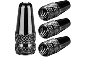 TPMSCENTER Aluminum Presta Valve Stem Caps – Black Tire Air Dust Covers for Bike (4 Pack) – Fit French Valves on Road, MTB, Hybrid, Racing, Fitness, Folding & Fat Bikes