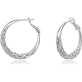 Surrounded Forest Gold Hoop Earrings for Women Thick Twisted Hoop Earrings Lightweight Weave Design Gold Earring