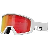 Giro Blok Ski Goggles - Snowboard Goggles for Men & Youth - White Wordmark Strap with Vivid Ember Lens