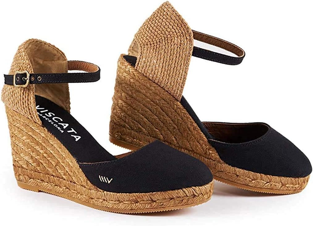 VISCATA Handmade in Spain Satuna 3" Wedge, Ankle-Strap, Closed Toe, Classic Espadrilles Heel