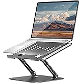 LINTYLE Adjustable Laptop Stand, Aluminum Portable Laptop Riser for Desk Foldable, Ergonomic Computer Notebook Stand Holder for MacBook Air Pro, Dell XPS, HP and All 10–17 Inch Laptops, Black