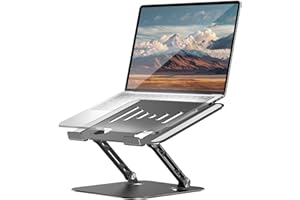 LINTYLE Adjustable Laptop Stand, Aluminum Portable Laptop Riser for Desk Foldable, Ergonomic Computer Notebook Stand Holder for MacBook Air Pro, Dell XPS, HP and All 10–17 Inch Laptops, Black