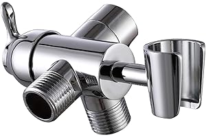 YDMEET Shower Arm Diverter with Handheld Shower Mount Bracket, G1/2 Universal Brass Shower Diverter Valve Bathroom Shower System Replacement for Hand Shower and Fixed Spray Head, Chrome Plated