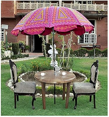 Indian Garden Parasol Large Outdoor Home Sombrilla Sombrilla de algodón: Amazon.es: Jardín