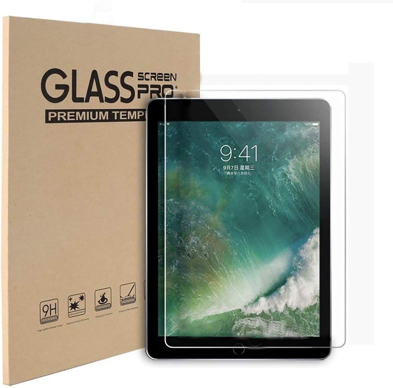 Screen Protector for iPad Air 1/ iPad Air 2/ iPad Pro/iPad 5/ iPad 6/9.7-Inch, Tempered Glass Compatible with for iPad Pencil/Scratch-Resistant/9H Hardness