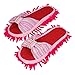 LEMNUY Dust Mop Slippers for Women, Microfiber Chenille Woman Shoes Covers Washable, House Kitchen Hardwood Floor Multi Surface Polishing Cleaning Dirt and Hair, Pink, Large Size 8.0-11.0, 1 Pair