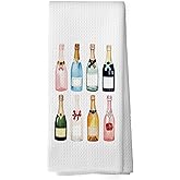 Mcehtle Champagne Lover Gift Kitchen Towels, Champagne Accessories Bar Hand Towel, Trendy Alcohol Bottles Cocktail Gift Champagne Bachelorettes Girly Room Decorative Tea Dish Towels 16x24 Inch