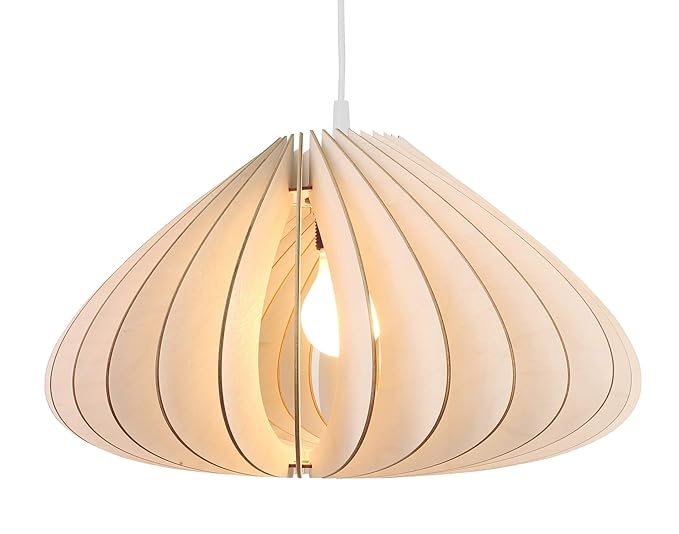 Wodewa Wooden Ceiling Lampshade Luna I White Ceiling Light Wood